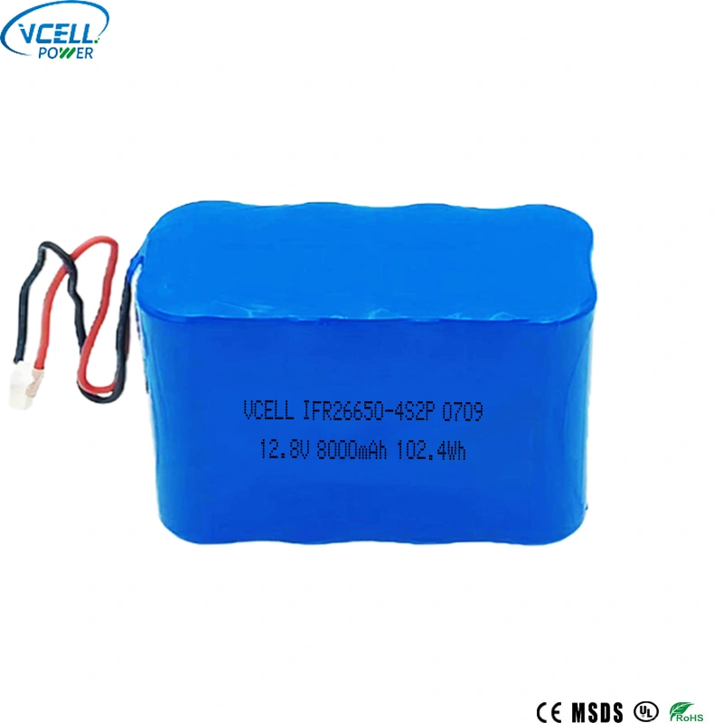 12,8 V 8000 mAh 26650 LiFePO4 újratölthető akkumulátor