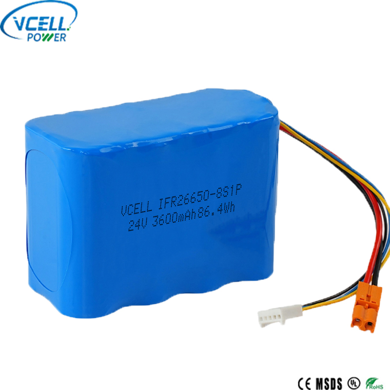 24V 3600mAh 26650 LiFePO4 újratölthető akkumulátor