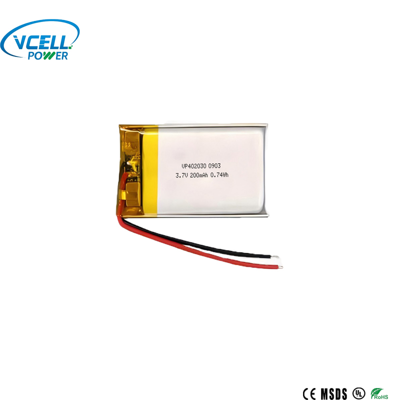 3,7 V 200 mAh 402030 újratölthető Li-polimer akkumulátor
