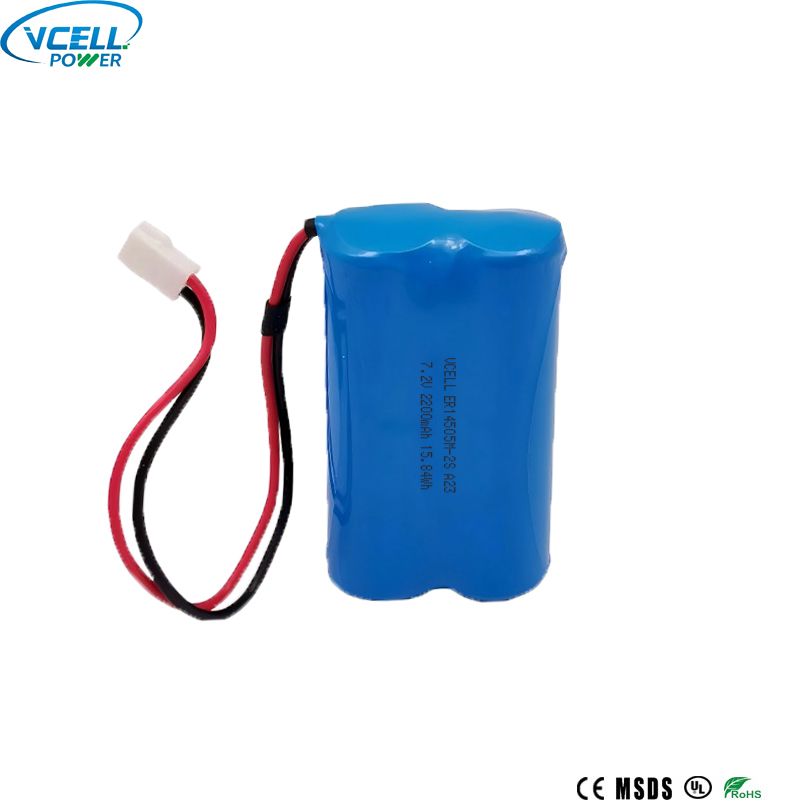 7,2 V 2200 mAh ER14505-2S elsődleges lítium akkumulátor